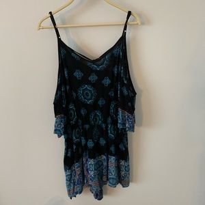 Black and Blue Paisley Romper